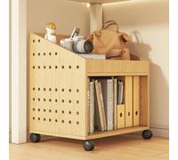 Mobile Bookshelf on Wheels, Under Desk Office Cart, Wooden Bookcase and Storage Rack for Home Office, Art Supplies, Rolling Book Storage Cart