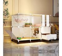 Mobile Cat Cage with Universal Wheels, Large Indoor Cat Cage with Litter Box, Hd Clear Fence and Sturdy Metal Grid, A Great Helper for Pet Management