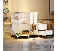 Mobile Cat Cage with Universal Wheels, Large Indoor Cat Cage with Litter Box, Hd Clear Fence and Sturdy Metal Grid, A Great Helper for Pet Management