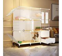 Mobile Cat Cage with Universal Wheels, Large Indoor Cat Cage with Litter Box, Hd Clear Fence and Sturdy Metal Grid, A Great Helper for Pet Management