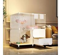 Mobile Cat Cage with Universal Wheels, Large Indoor Cat Cage with Litter Box, Hd Clear Fence and Sturdy Metal Grid, A Great Helper for Pet Management