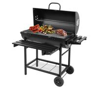 Mobile Charcoal Grill With Warming Rack Lid Thermometer Ash Container BBQ Grill