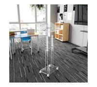 Mobile Clear Acrylic Podium on Wheels - Rolling Lectern with Storage Shelf for Events, Meetings & Presentations - Portable & Lightweight Stand for Easy Setup & Professional Use