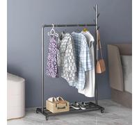 Mobile Clothes Rack with Grid Shelf & HooksHeavy Duty Rolling Display Stand for Elegant Storage Modern Design Perfect for Retail & Home Use