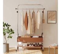 Mobile Coat Rack with Storage Basket - Freestanding Space-Saving Hanger for Living Room, Bedroom, Bathroom & Outdoor Use - Ideal for Small Spaces