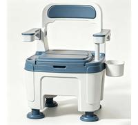 Mobile Commode Toilet Chair for Elderly & Disabled, Heavy Duty Bedside Potty with Handles, Anti-Slip, Sturdy Support, Height Adjustable, 880 lbs, Removable Buckets(Blue Upgrade)