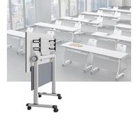 Mobile Conference Room Table with Flip Top Lockable Wheels Ideal for Meetings Seminars Office & Classroom TrainingSpaceSaving Design & Easy Mobility