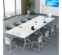 Mobile Conference Table, 160cm Long Folding Design, Square Metal Frame, Movable Computer Desk for Conference Room, Podcast, Study & Work - Set of 6