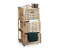 Mobile container Wheeled Cabinet Walnut Trolley Compact Removable Durable