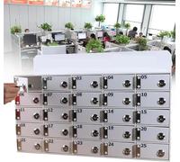 Mobile Device Storage Box - Lockable Wall Mountable Phone Organizer for Office and School with Key Security and Freestanding Option