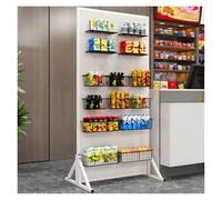 Mobile DoubleWalled Metal PegboardRolling Storage Rack Freestanding Organizer & Display Wall for Home Office Kitchen & Workshop (White 23.62" x 47.24")