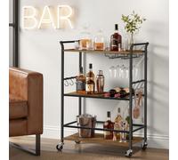 Mobile drink storage with tiered shelves and wheels