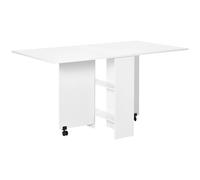 Mobile Drop Leaf Dining Table Folding Desk w/ 2 wheels Storage Shelves White