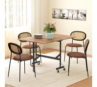 HOMCOM Mobile Drop Leaf Table, Folding Kitchen Table with 6 Wheels - Rustic Brown