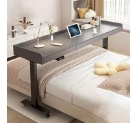 Mobile Electric adjustable height bed desk with drawer, Home overbed table, for laptop, bedroom table,with wheels, hospital rolling over the working table