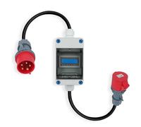 Mobile Electricity Meter, 5G 2.5 CEE 5P, Box with CEE Plug and Coupling, Intermediate Meter for Caravans, Electric Vehicles, Camping, Electric Car or Business 16A 32A with Cable at Both Ends (32A)