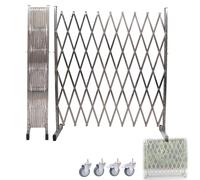 Mobile Expandable Barricade Folding Stainless Steel Security Fence with Wheels Portable Barrier Gate for Garage Road Airport & Bus Station (300x80cm)