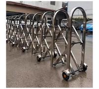Mobile Expandable Barricade - Retractable Security Barrier with Wheels for Driveway Isolation - Durable Stainless Steel, Ideal for Outdoor and Indoor Use