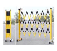 Mobile Expandable Safety Barrier with Wheels - 2 Folding Crowd Control Barriers 10m Long Flexible for Public Walkways Yellow/Red - Perfect for Event Management and Safety.