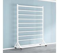 Mobile Fabric Roll Holder with Adjustable Hanging Rod for Storage and Display of Rolls and Films