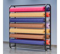 Mobile Fabric Roll Storage Rack with Wheels, Vinyl Cart Organizer for Craft & DIY Projects, 14 Rods for Leather Rolls, Window Film & Wallpaper Displays