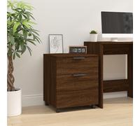 (Brown oak) vidaXL Mobile File Cabinet with Wheels Desk Storage Cabinet Engineered Wood