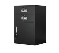 Mobile File Cabinet for Home Office Lockable Metal Storage Cupboard with Adjustable Shelves & 2 Drawers Stylish Brown Office Filing Cabinet for Efficient nization