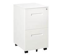 Mobile File Cabinet Home Filing Furniture with Adjustable Partition, Lock, White