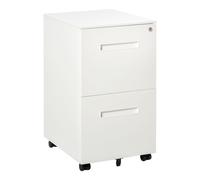 Mobile File Cabinet Home Filing Furniture with Adjustable Partition, Lock, White