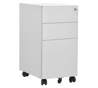 Mobile File Cabinet Light Grey Steel 3-Drawer 30x45x59cm Lock+Keys Wheels Pencil