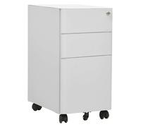 Mobile File Cabinet Light Grey Steel 3-Drawer 30x45x59cm Lock+Keys Wheels Pencil