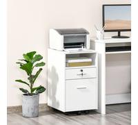 Vinsetto Mobile File Cabinet Lockable Documents Storage With 5 Wheels White, White