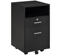 Vinsetto Mobile File Cabinet Lockable Documents Storage w/ 5 Wheels Black