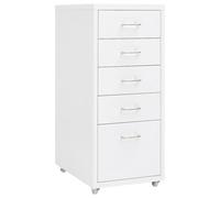 vidaXL Mobile File Cabinet White Metal Office Storage File Filing Cabinet