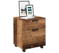 Mobile File Cabinet Old Wood 45x38x54 cm Engineered Wood Wheels Storage Drawer.