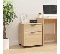 Mobile File Cabinet Sonoma Oak Engineered Wood 45x38x54cm on Wheels for Desk Use
