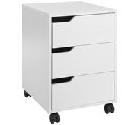 Mobile File Cabinet White 40x50x57.5cm MDF 3-Drawer Rolling Unit Top with Brakes