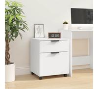 Mobile File Cabinet White 45x38x54 cm Engineered Wood Rolling Office StoragePro