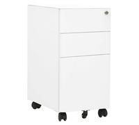 Mobile File Cabinet White Steel 3-Drawer 30x45x59cm Lock Pencil Tray Under-Desk