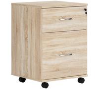 Homcom Pedestal Office Mobile Filing Cabinet 2 Drawer Wooden Storage Oak