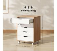 Vinsetto Mobile Filing Cabinet, 5-drawer File Cabinet with Wheels, Oak, Brown