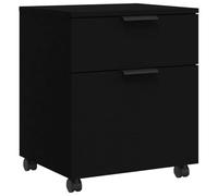 Mobile Filing Cabinet with Wheels Black Made of Wood Material 45 x 38 x 54 cm with Two Drawers for Office and Living Room Compact Storage and Space Saving Storage Space