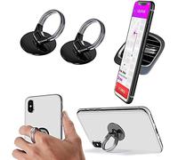 Mobile Finger Ring Holder Black| Steel Phone Stand Kickstand | Car Cell Holder Mount|-Pack of 2