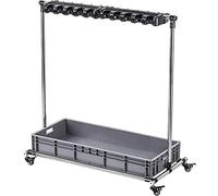 Mobile Floor Mop & Broom Holder with Universal Wheels Utility Cleaning Cart Ideal for Schools Garages and Home Use Sturdy and Convenient Storage Solution