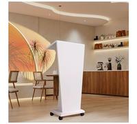 Mobile Floor Standing Metal Podium Solid Wood Lectern with Wheels Portable Speaking Stand for Presentations Church Events and Conferences