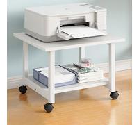 Mobile Floor-Standing Printer Stand with Storage 2-Tier Under Desk Printer Shelf on Wheels Compact Office Machine Cart for Home & Office (White L40*34 * 31cm/16 * 13 * 12")