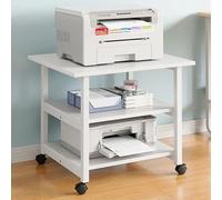 Mobile Floor-Standing Printer Stand with Storage - 2-Tier Under Desk Printer Shelf on Wheels Home & Office Machine Cart - White L48*40 * 53cm (19 * 16 * 21")
