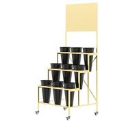 Mobile Flower Display Cart with Buckets Sturdy Metal Plant Stand on Wheels Rolling Flower Display for Florists & Events Perfect for Flower Shops and Parties