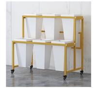Mobile Flower Shop Display Stand Metal Plant Stand, Heavy Duty Moving Plant Cart Shelf with Wheels and Bucket, Indoor Outdoor Flower Storage Shelves, for Florist Garden Parties Event Decorations