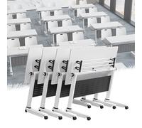 Mobile Foldable Conference Table Set of 4 with Wheels 47.2"x15.7" Portable Meeting Desk for Office Training Rooms Seminars Classrooms Home Use